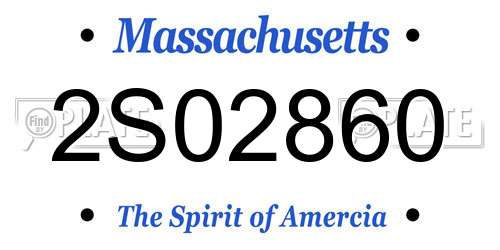 2S02860 Massachusetts License Plate