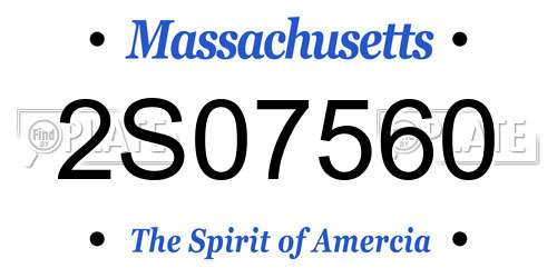 2S07560 Massachusetts License Plate