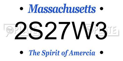 2S27W3 Massachusetts License Plate