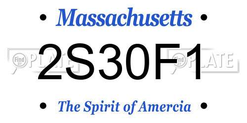 2S30F1 Massachusetts License Plate