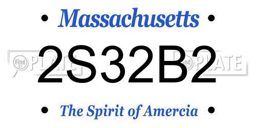 2S32B2 Massachusetts License Plate