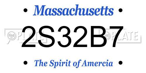 2S32B7 Massachusetts License Plate