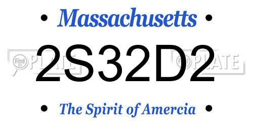 2S32D2 Massachusetts License Plate