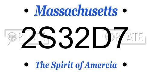 2S32D7 Massachusetts License Plate