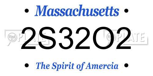 2S32O2 Massachusetts License Plate