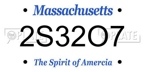 2S32O7 Massachusetts License Plate