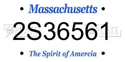 2S36561 Massachusetts License Plate