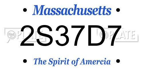 2S37D7 Massachusetts License Plate