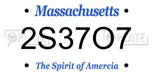 2S37O7 Massachusetts License Plate