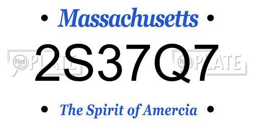 2S37Q7 Massachusetts License Plate