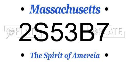 2S53B7 Massachusetts License Plate