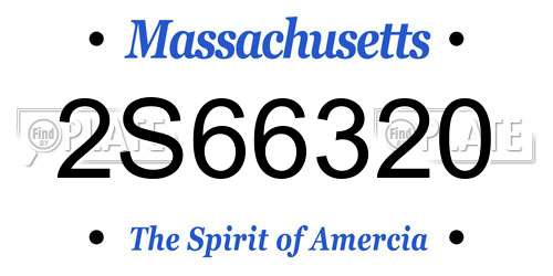2S66320 Massachusetts License Plate