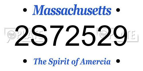2S72529 Massachusetts License Plate