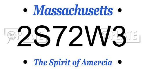 2S72W3 Massachusetts License Plate
