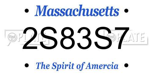 2S83S7 Massachusetts License Plate