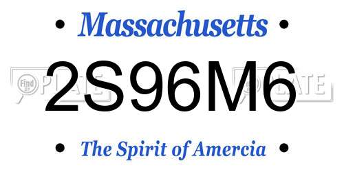 2S96M6 Massachusetts License Plate