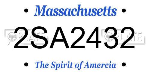 2SA2432 Massachusetts License Plate