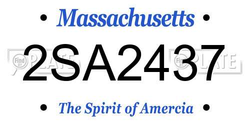 2SA2437 Massachusetts License Plate