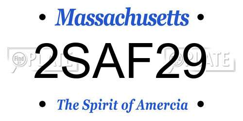 2SAF29 Massachusetts License Plate