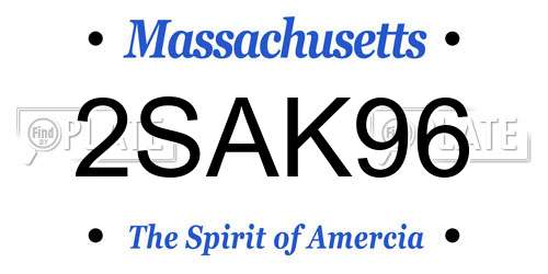 2SAK96 Massachusetts License Plate