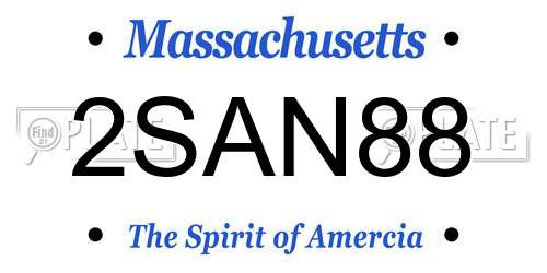 2SAN88 Massachusetts License Plate
