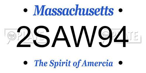 2SAW94 Massachusetts License Plate