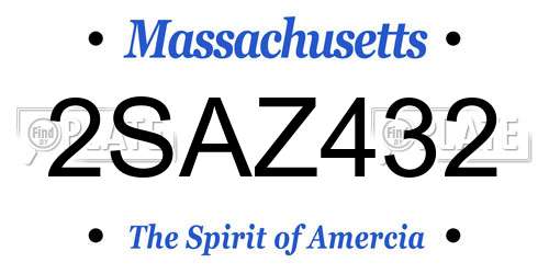2SAZ432 Massachusetts License Plate