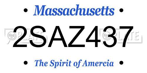 2SAZ437 Massachusetts License Plate
