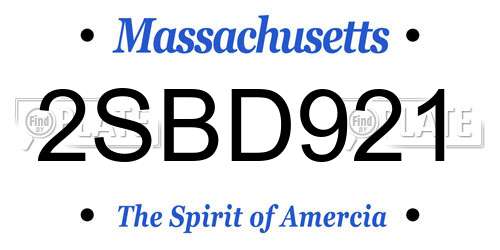 2SBD921 Massachusetts License Plate
