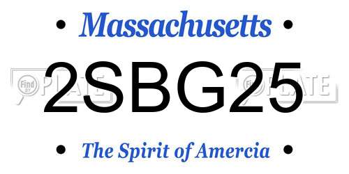 2SBG25 Massachusetts License Plate