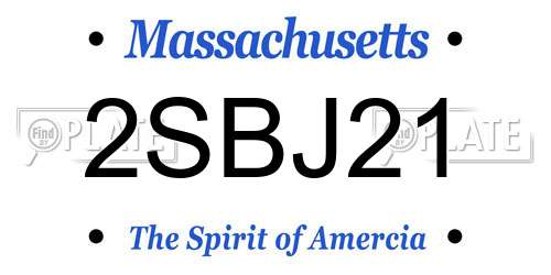 2SBJ21 Massachusetts License Plate