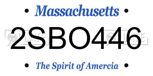 2SBO446 Massachusetts License Plate