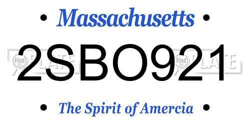 2SBO921 Massachusetts License Plate