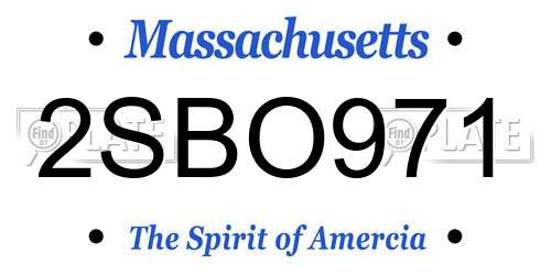 2SBO971 Massachusetts License Plate