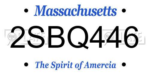 2SBQ446 Massachusetts License Plate