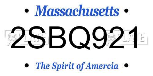 2SBQ921 Massachusetts License Plate