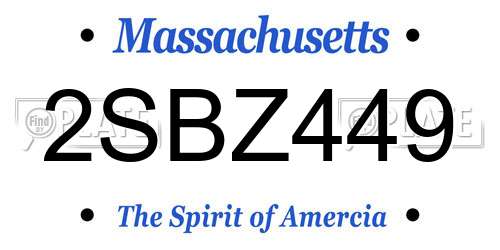 2SBZ449 Massachusetts License Plate