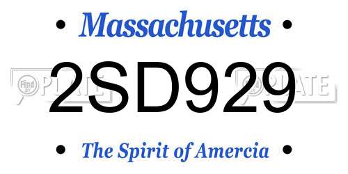 2SD929 Massachusetts License Plate