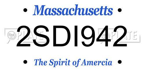 2SDI942 Massachusetts License Plate