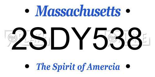 2SDY538 Massachusetts License Plate