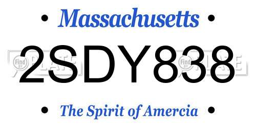 2SDY838 Massachusetts License Plate