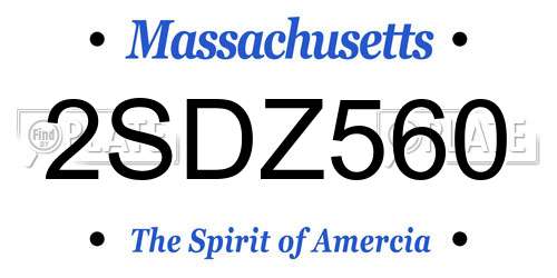 2SDZ560 Massachusetts License Plate
