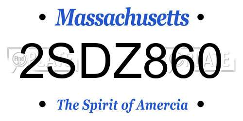 2SDZ860 Massachusetts License Plate