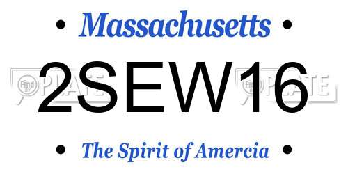 2SEW16 Massachusetts License Plate