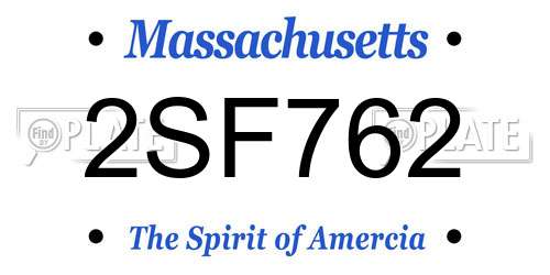 2SF762 Massachusetts License Plate