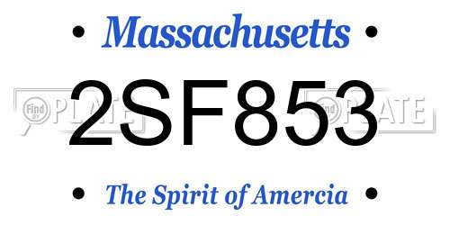 2SF853 Massachusetts License Plate