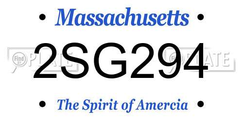 2SG294 Massachusetts License Plate