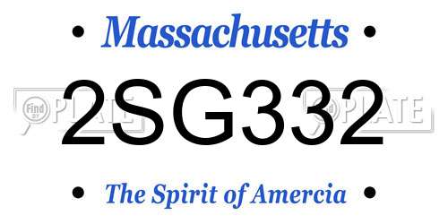 2SG332 Massachusetts License Plate