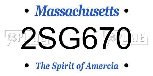 2SG670 Massachusetts License Plate