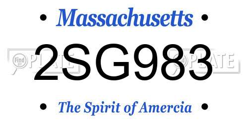2SG983 Massachusetts License Plate
